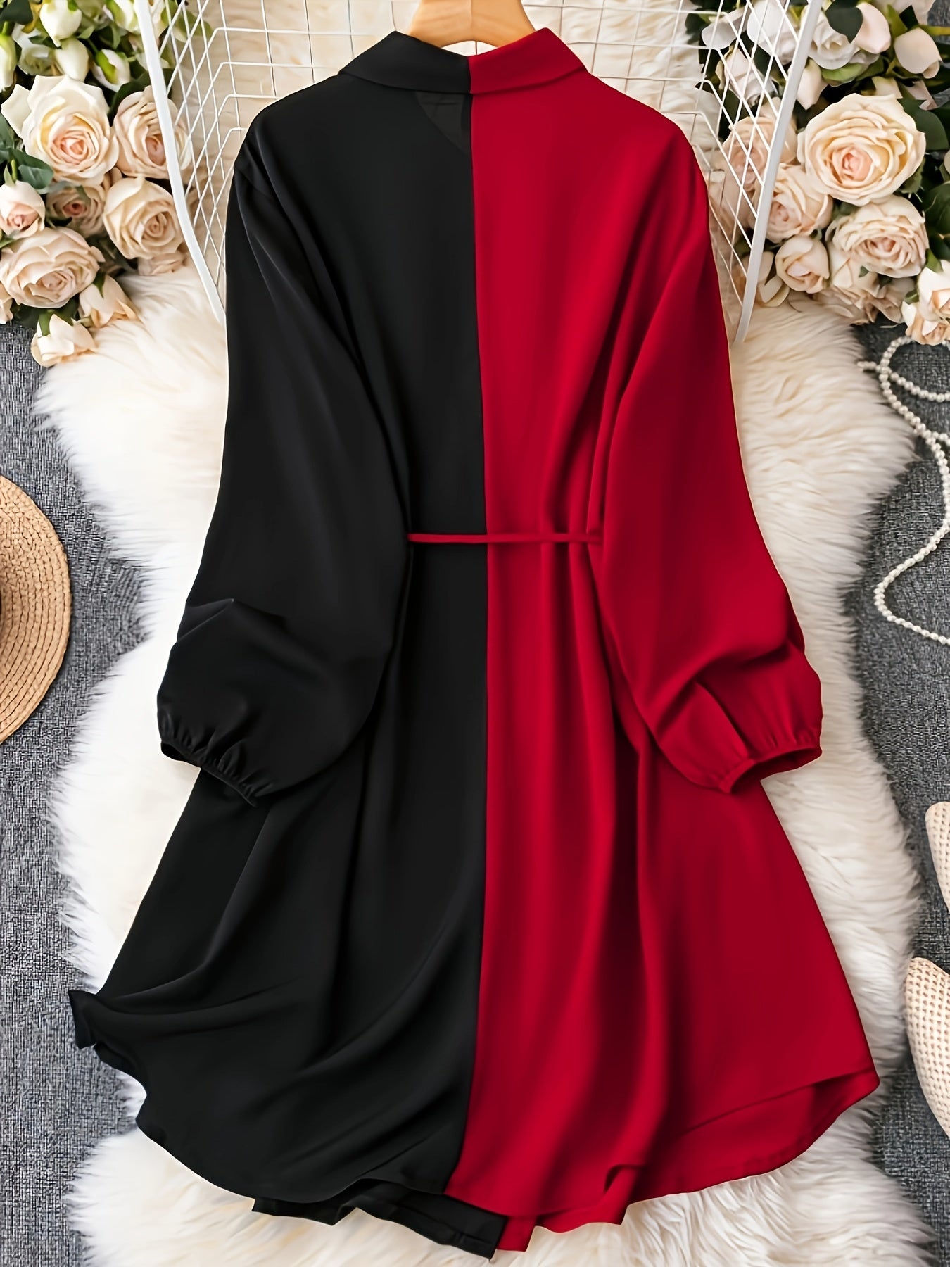  Colorblock Long Sleeve Button Up Shirt Top