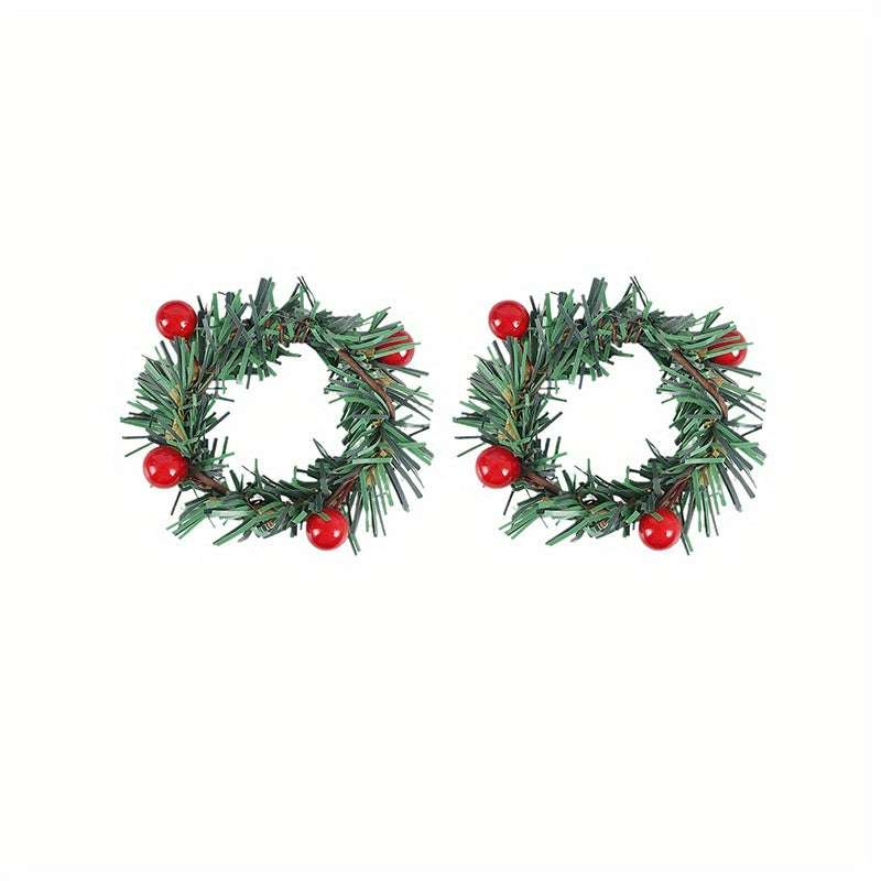 Plastic Napkin Ring Christmas Red Fruit Pine Needle Wreath Napkin Buckle