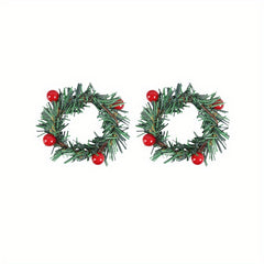 Plastic Napkin Ring Christmas Red Fruit Pine Needle Wreath Napkin Buckle