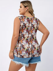  Puppy Print V Neck Tank Top