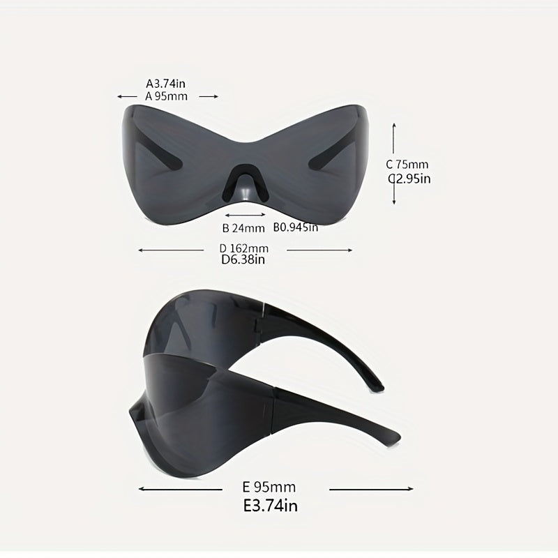 Oversized Shield Sunglasses Cyberpunk Mirror Lens UV400