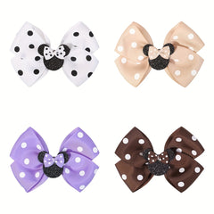 Sequin Hair Clip with Polka Dot Bow Hair Accessories