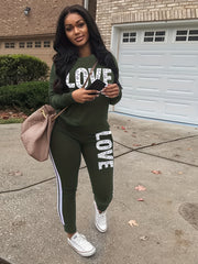 Women's Love Letter Print Two Piece Set for Fall/Winter