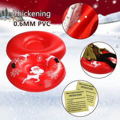 Inflatable Snow Tube Sled Santa Claus Snowflake Style Skiing Cushion