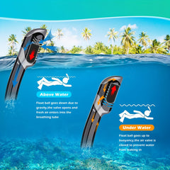 Adults Dry Snorkel with Top Drying Valve & Food Silicone