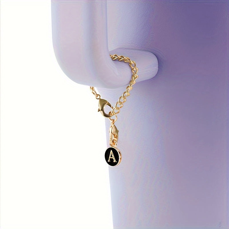 2pcs ID Initial Letter Charm Cup Handle Pendant Decorative Cup Accessories