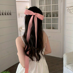Satin Bowknot Streamer Hair Clip Y2K Hair Accessory