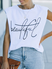 Alphabets Print Sleeveless Tank for Women