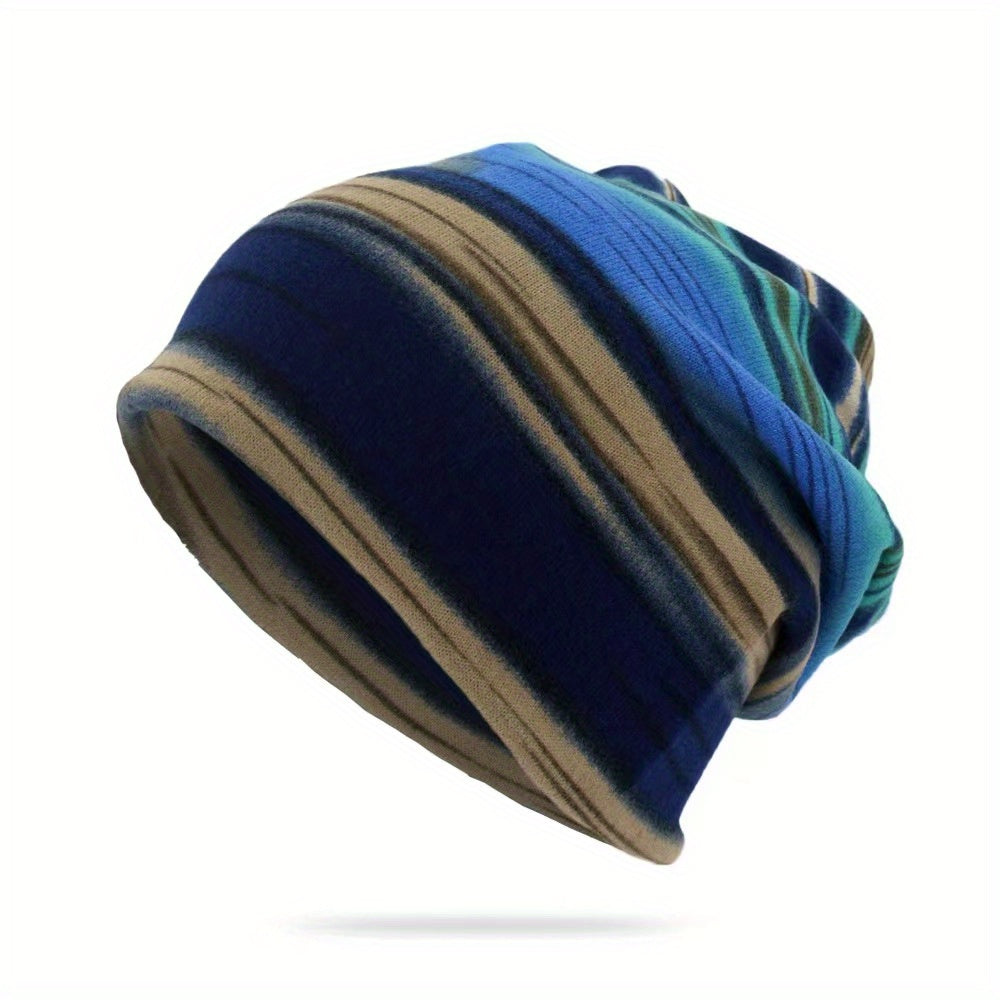 Striped Print Multifunctional Hat Neck Gaiter Pullover Hat