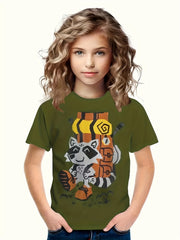 Raccoon 3D Print Short Sleeve T-shirt for Boys Girls