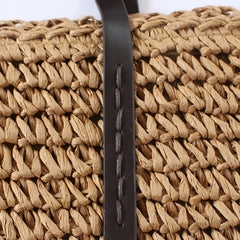 Women's Straw Tote Bag Large Zipper Foldable for Travel
