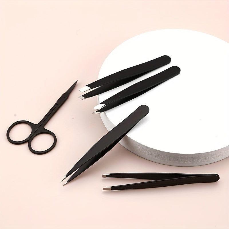 6 Pack Stainless Steel Tweezers For Eyebrows