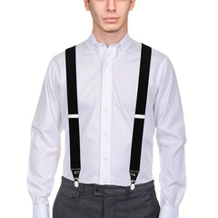 Adult 4 Clip Loose Elastic Suspenders Unisex Clip Leather Head