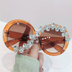 Oversized Rhinestone Sunglasses for Women UV400