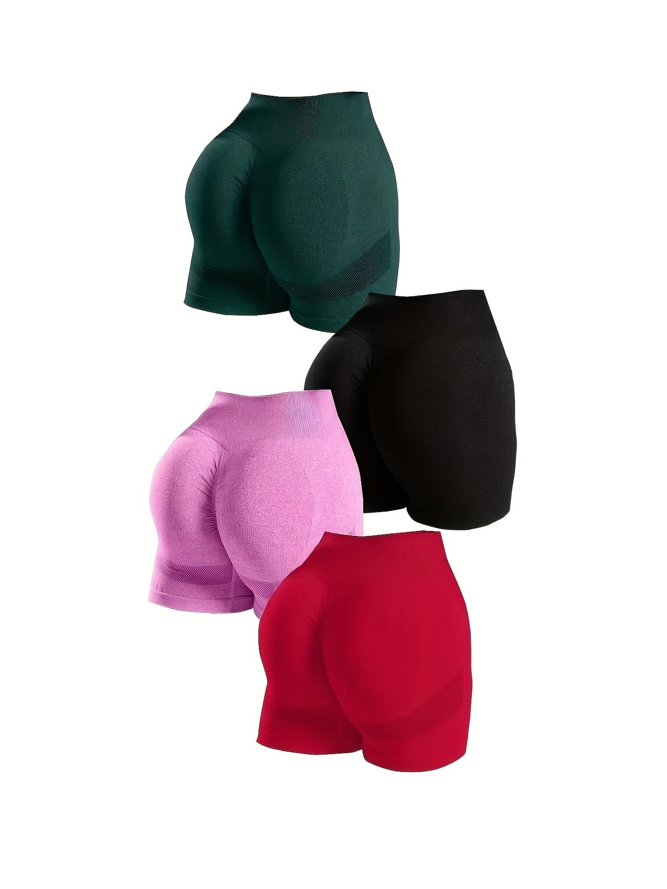 4pcs High Waist Tummy Control Yoga Shorts - Women's Activewear