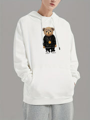 Teddy Bear Print Hoodie Men's Pullover Sweatshirt