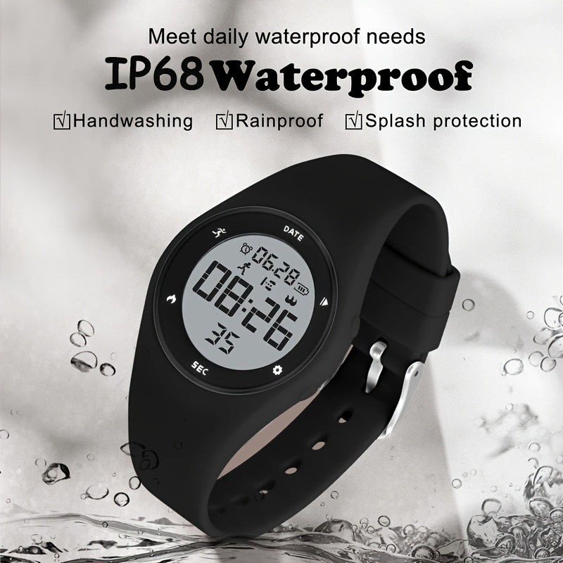 Pink Digital Pedometer Watch Step Counter Stopwatch Alarm Date Time Waterproof T