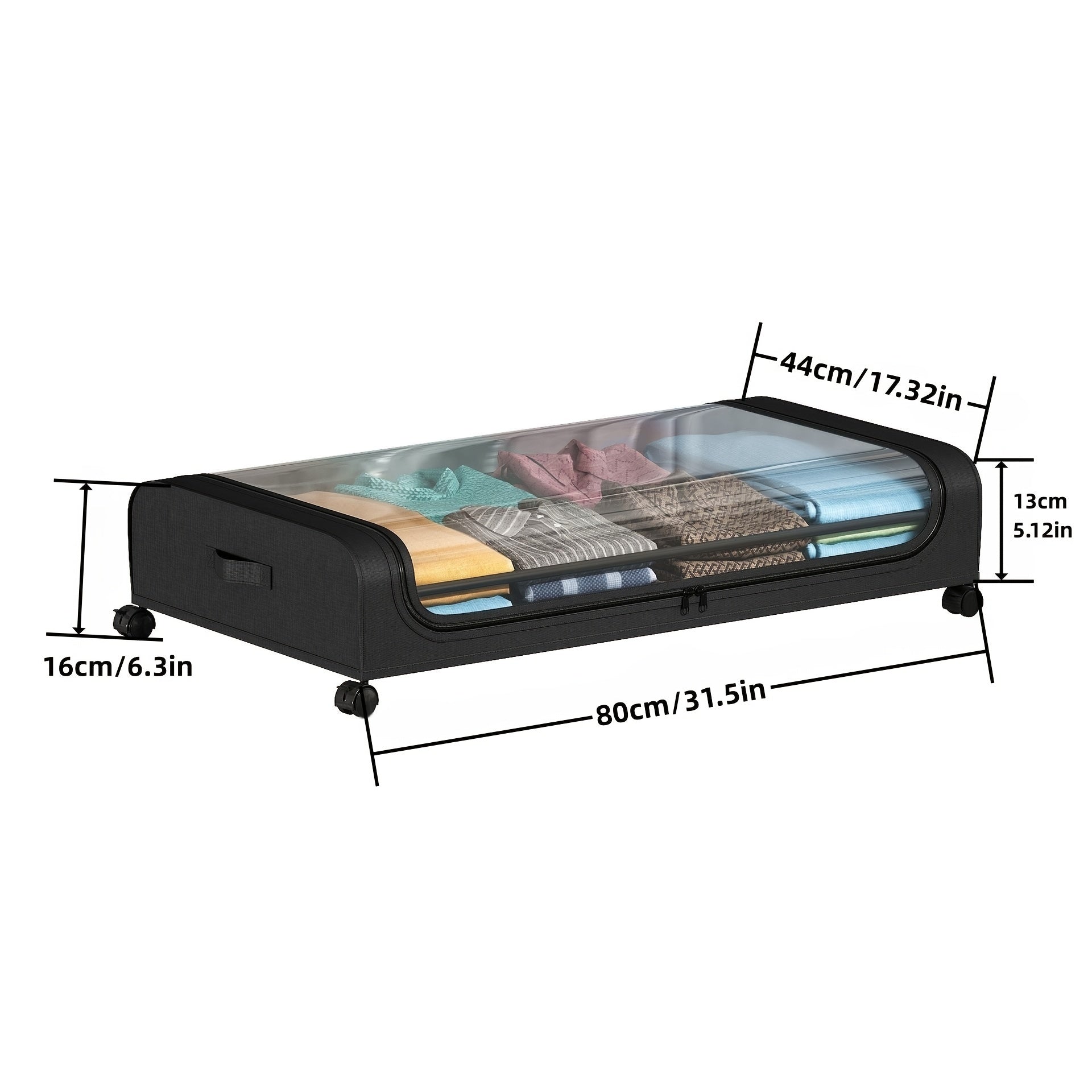2pcs Underbed Storage Box Space Saving Organizer with Wheels