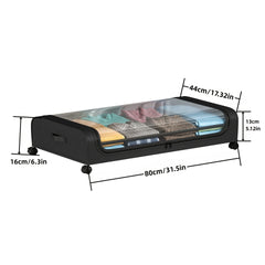 2pcs Underbed Storage Box Space Saving Organizer with Wheels
