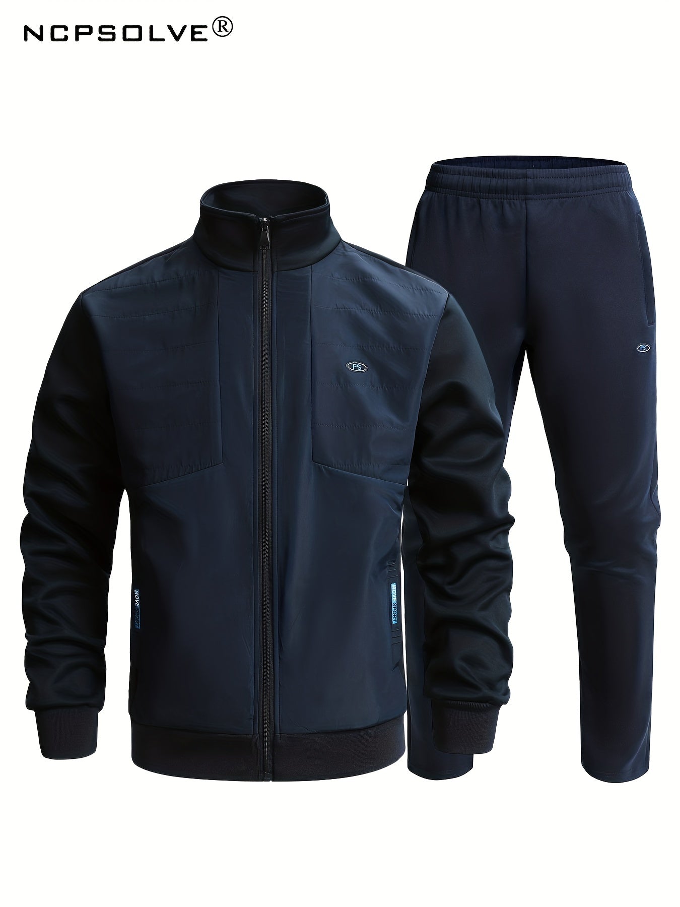 Men's Sports Suit Stand Collar Jacket & Stretch Pants