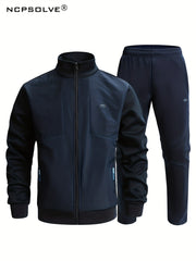 Men's Sports Suit Stand Collar Jacket & Stretch Pants