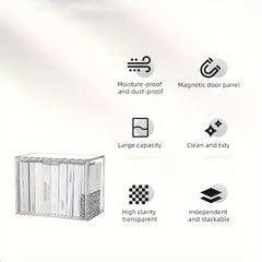 Stackable Transparent Shoe Box with Dustproof Bag for Action Figures Storage