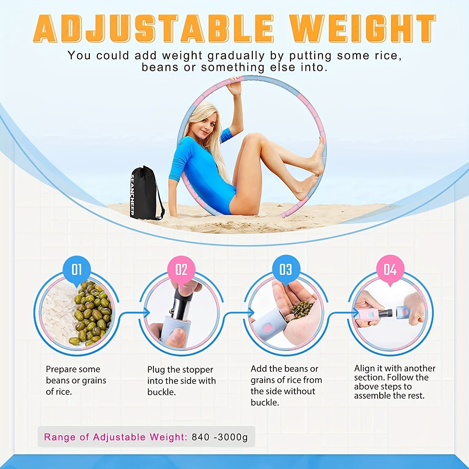 Adjustable Detachable Exercise Ring 2.5lb Fitness Hoop