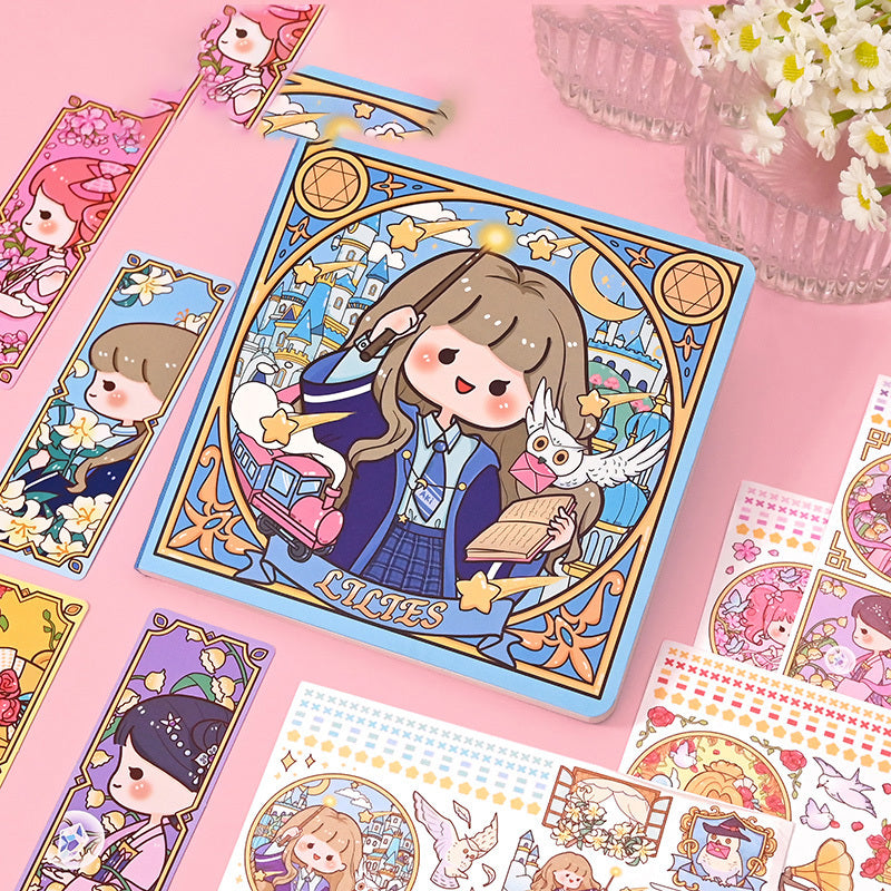 Cartoon Square Notebook + Stickers & Bookmarks for Students