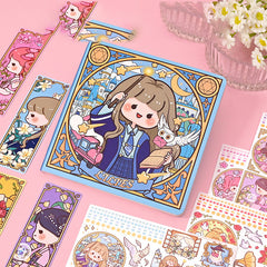Cartoon Square Notebook + Stickers & Bookmarks for Students