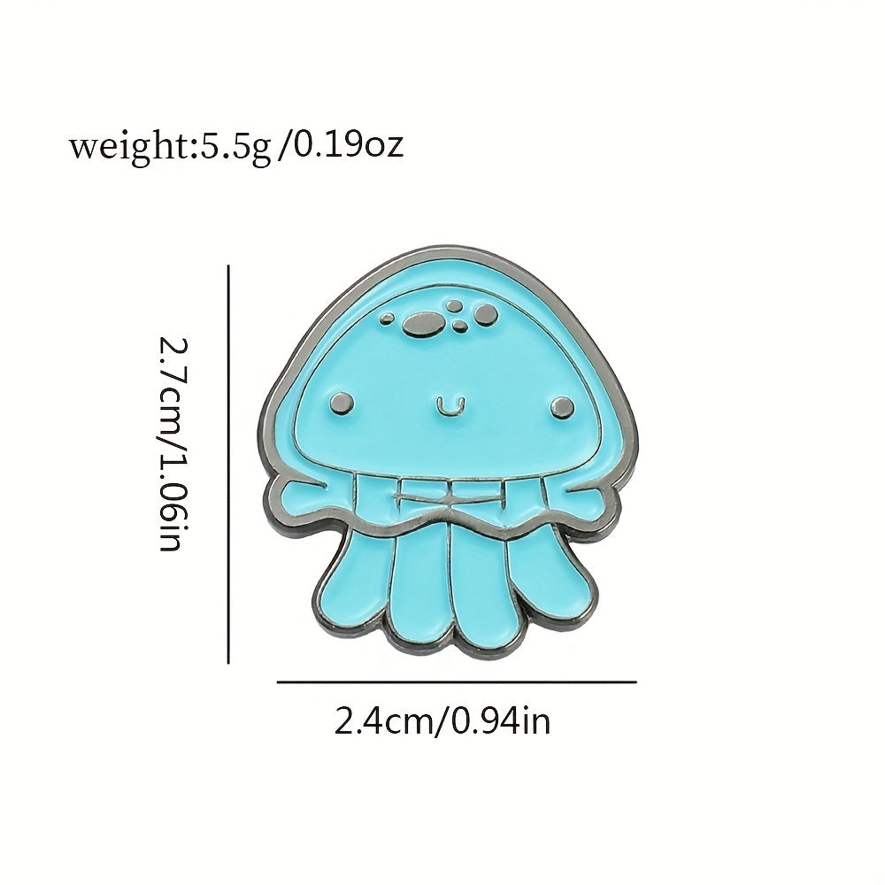 Y2K Marine Animal Brooch Set - Jellyfish and Pink Starfish Enamel Pins