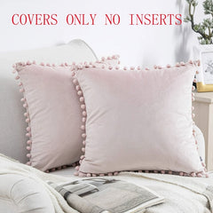 Soft Velvet Ball Tassel Shaggy Pillow Case for Home Decor
