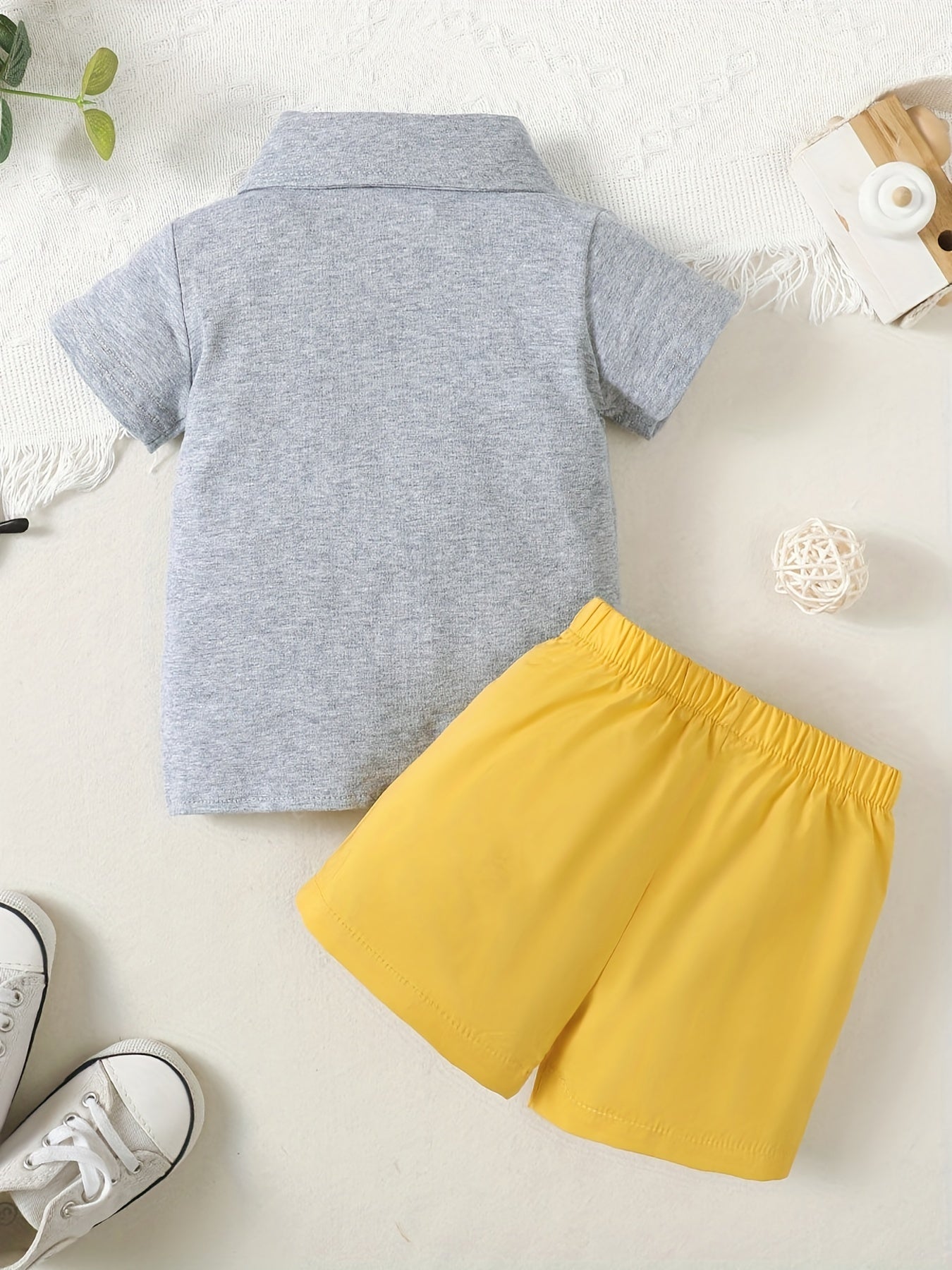Baby Boy's Formal Shirt & Shorts Set with Bow Tie