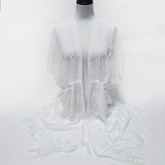 Lace Shawl Sunscreen Cardigan Wrap Loose Smock Beach Shawl