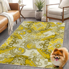Soft Floral Area Rug with Anti-slip Bottom, Machine Washable