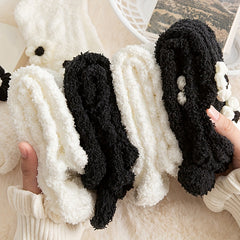 6 Pairs Floral Decor Socks Comfy & Fuzzy Warm Women's Stockings