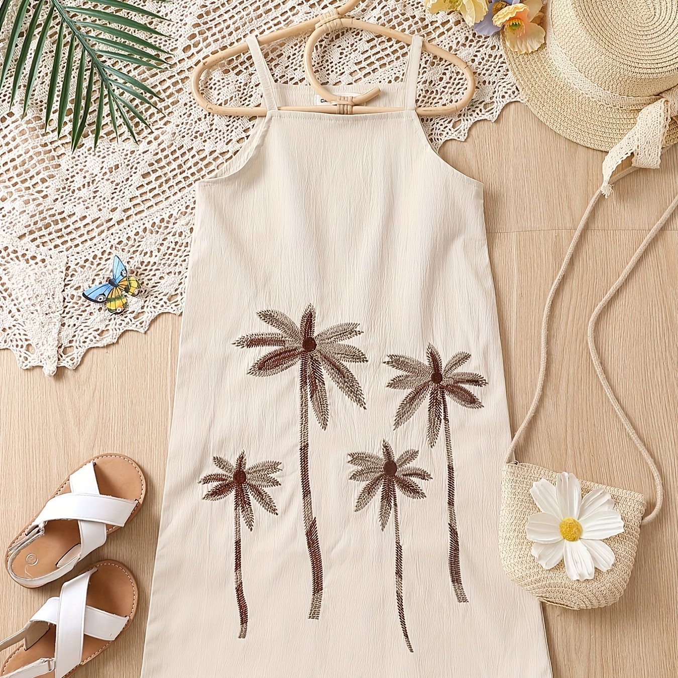 Girls Embroidered Cami Dress for Beach Vacation