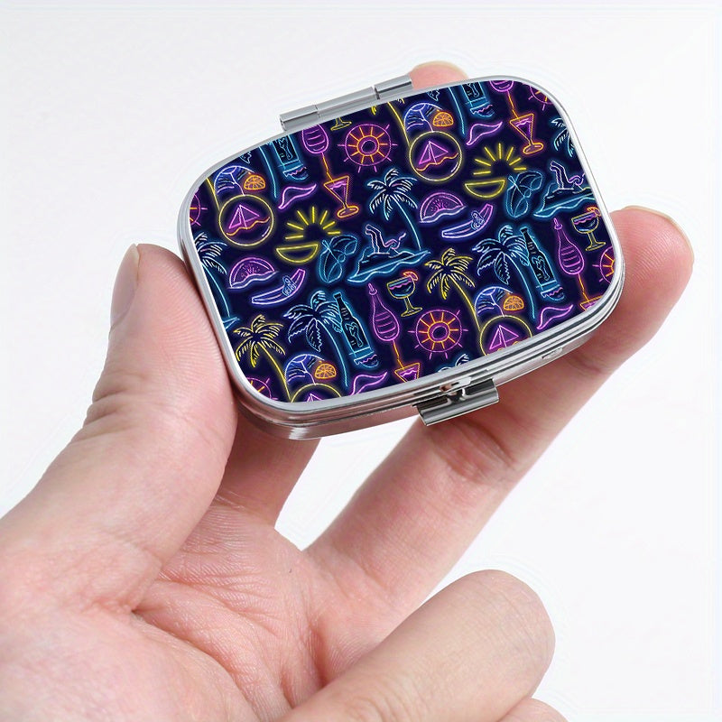 Neon Square Medicine Box Two Compartment Pill Box