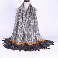 Paisley Print Tassel Scarf Classic Block Shawl Casual