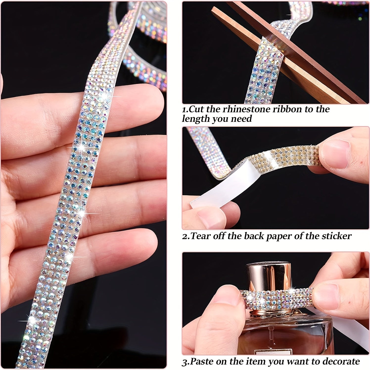 Rhinestone Ribbon Self Adhesive Bling Roll for Crafts Wedding Party Deco
