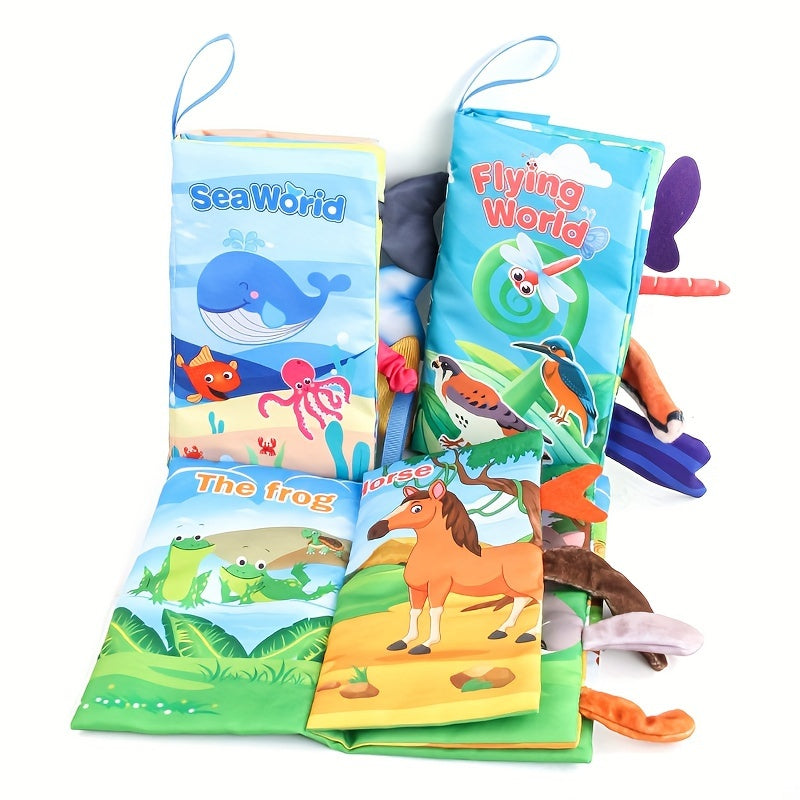 3pcs Animal Tail Cloth Books for Early Learning in Green