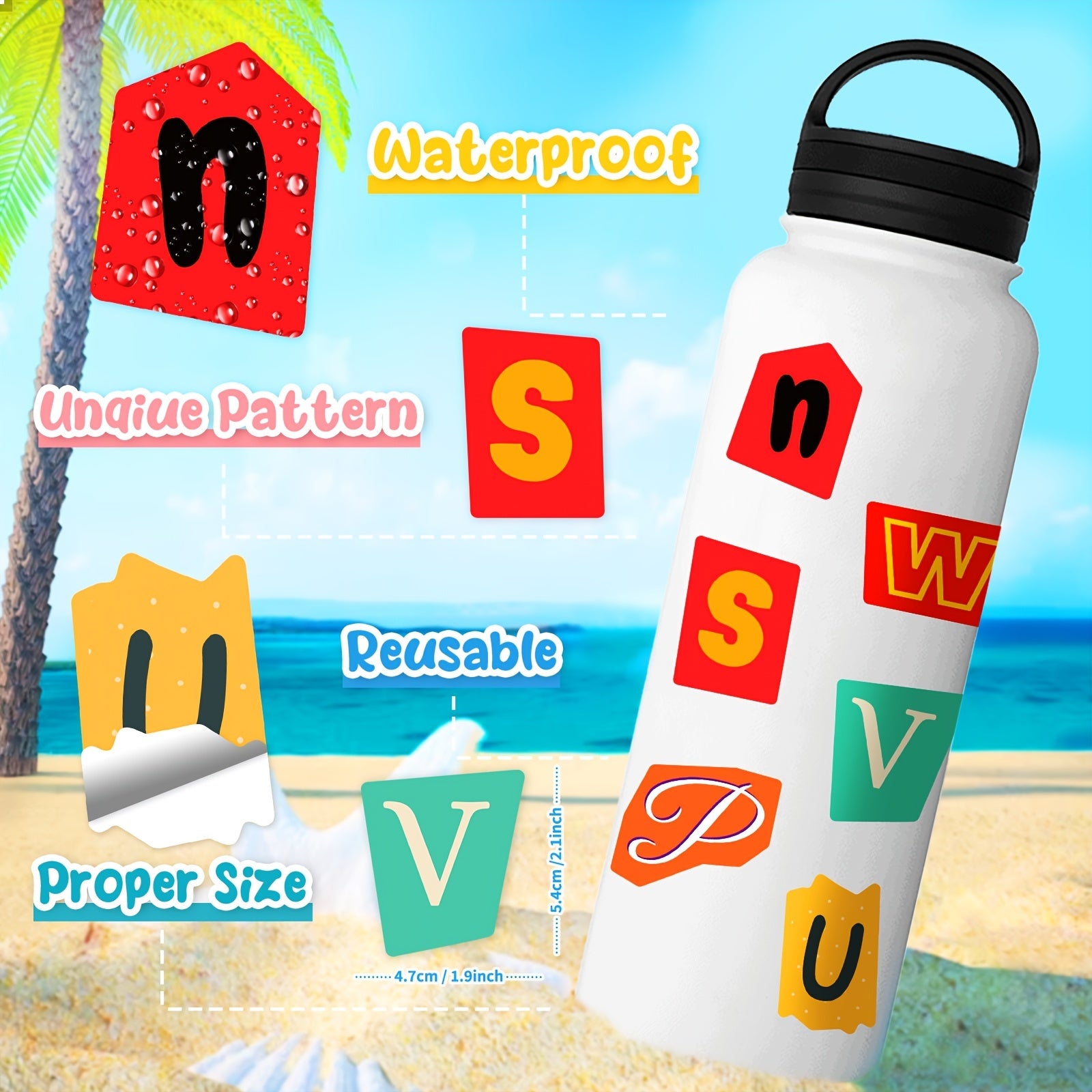 50pcs Cartoon English Letter Early Education Graffiti Stickers