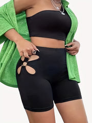  Women's Cut Out High Rise Skinny Fitness Shorts