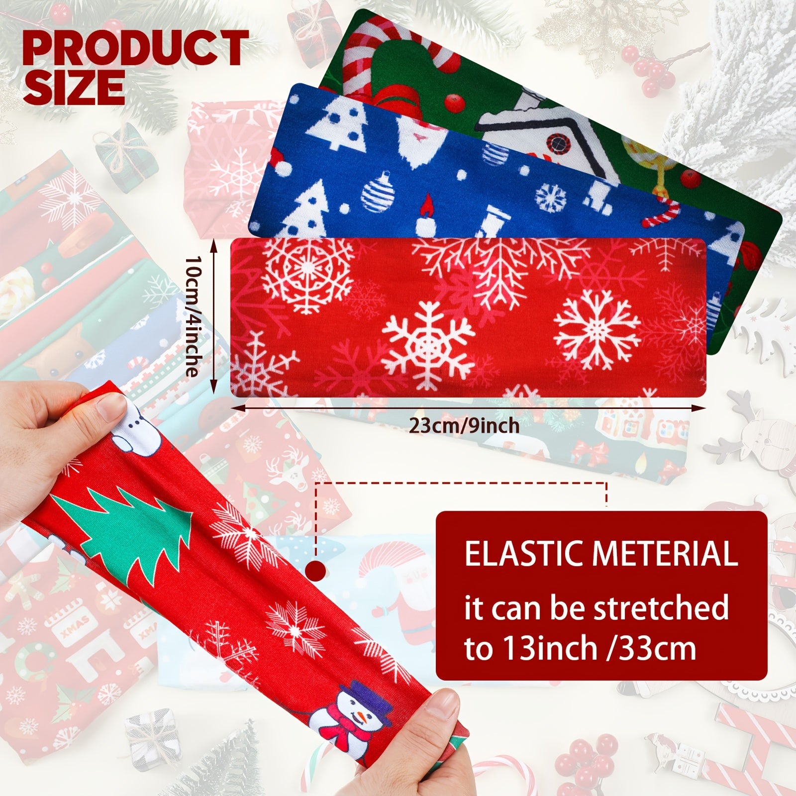 Christmas Printed Headband Elastic Sports Headband for Yoga Running Party