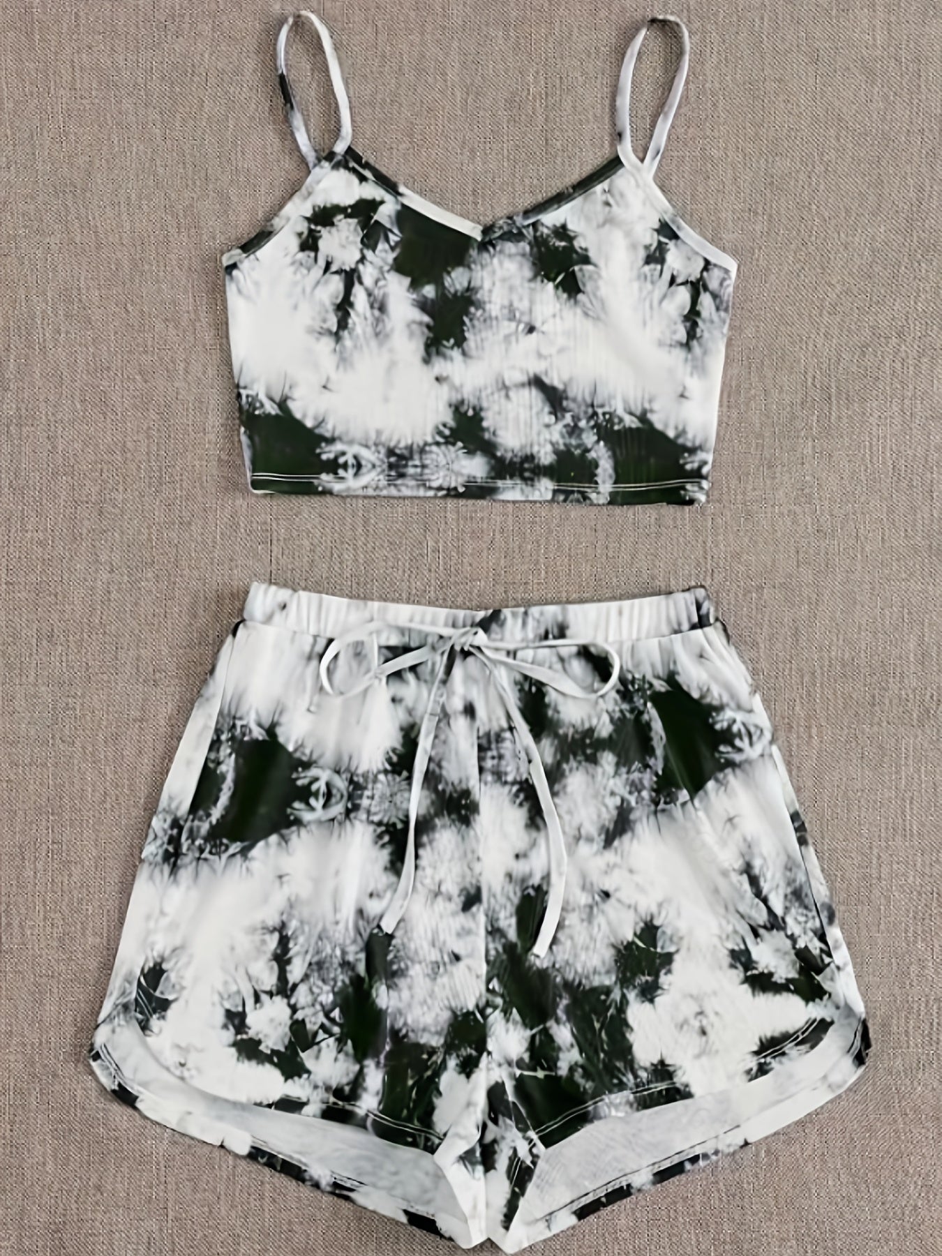 Tie Dye Crop Cami & Tie Shorts Pajama Set