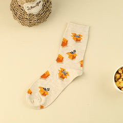 Cartoon Cat Print Socks Women's Stockings
