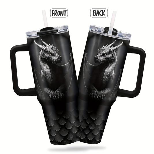 40oz Stainless Steel Dragon Tumbler Insulated Travel Mug with Lid and Handle