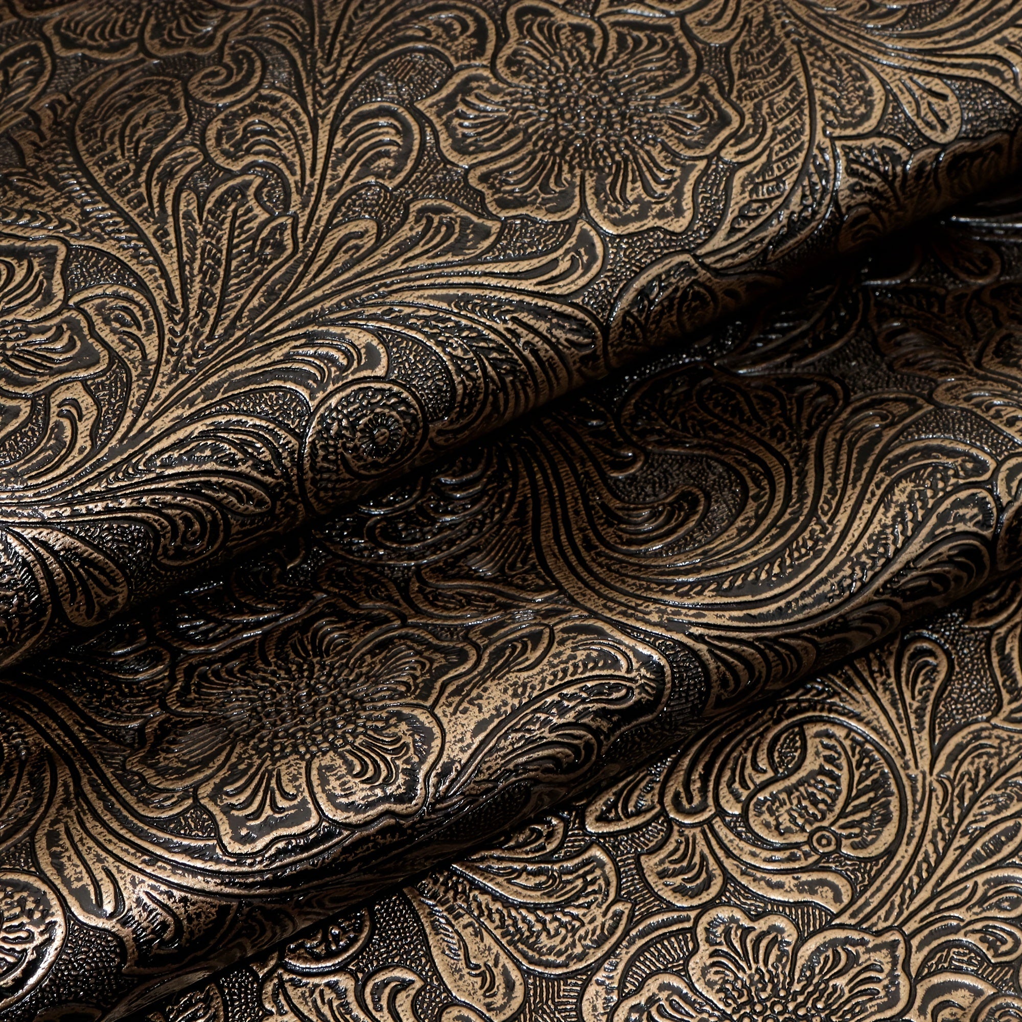 Bump Textured Faux Leather Roll Swirls Pattern - 29.97x139