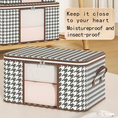Houndstooth Storage Box Zipper Dustproof Clothes Organizer