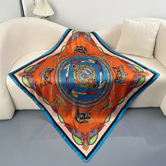 Silk Retro Orange Green Warm Shawl