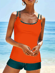  Retro Tankini Set Geo Print Cami Top & Shorts Swimsuit 2 Piece Set